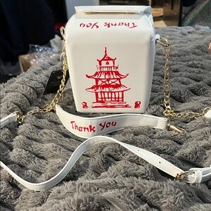 Elegant White and Red Crossbody Bag